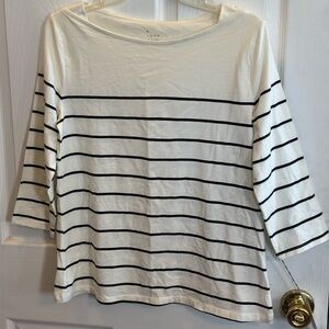 a new day Cream and Black Striped Boatneck Long Sleeve Top